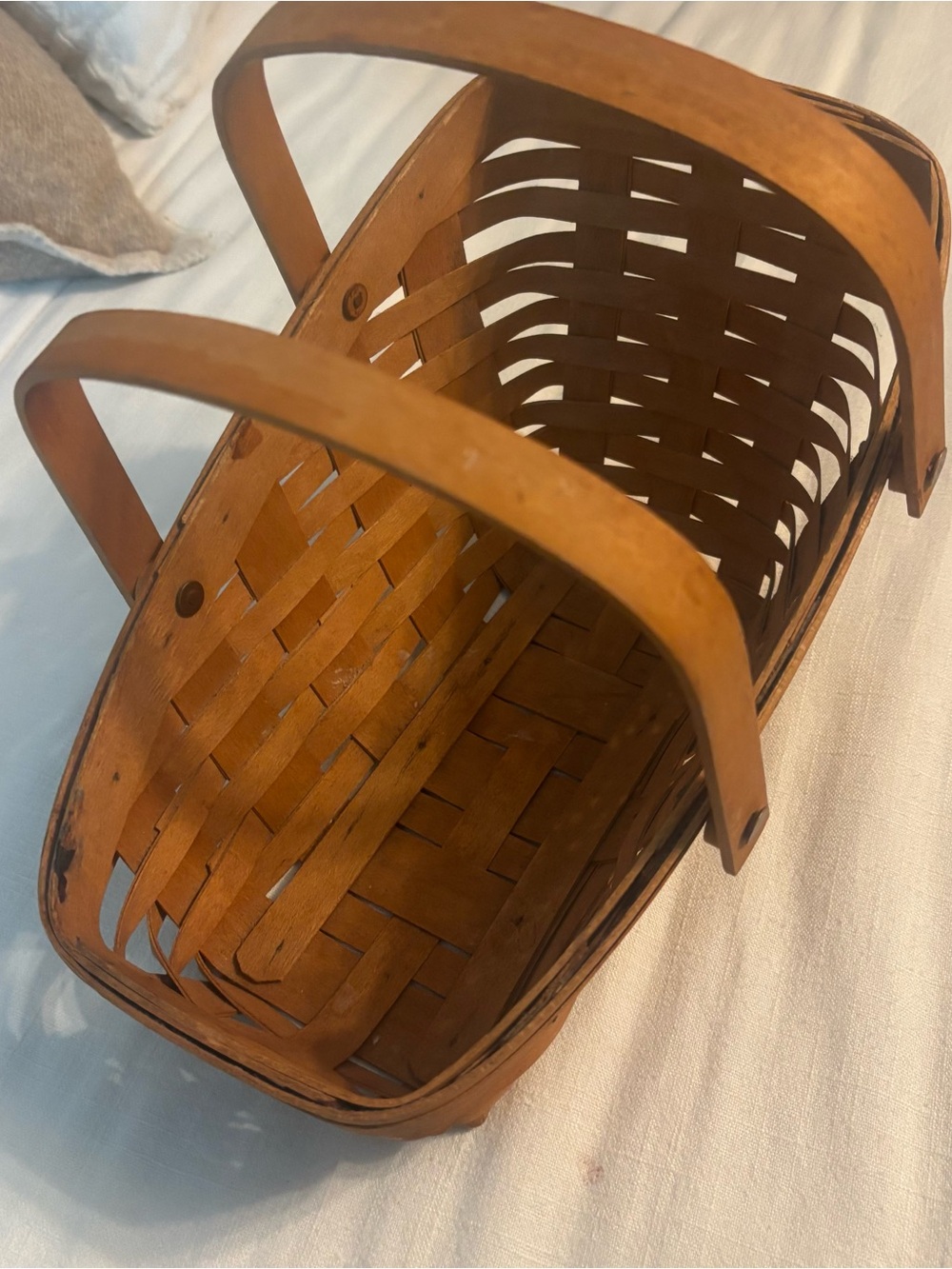 Longaberger Double-Handle Woven Storage Basket in Warm Brown